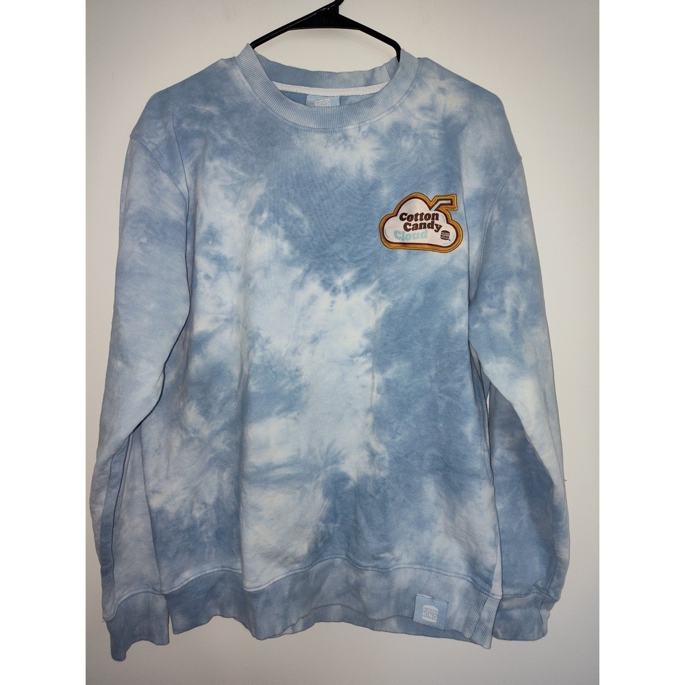 Burger King Cotton Candy Cloud Tie Dye Sweatshirt Blue White Mens Large Pullover